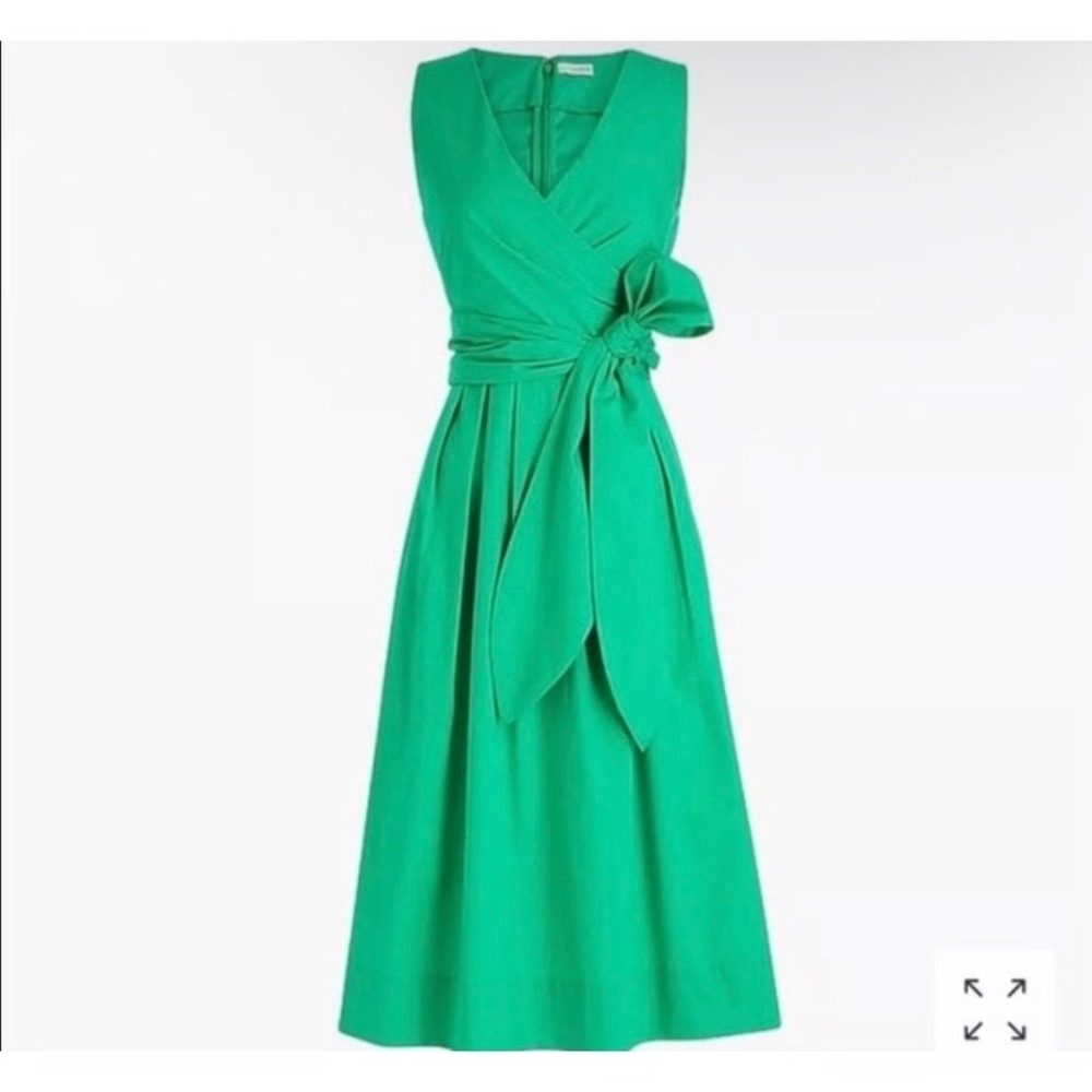 J. by J. Crew Sleeveless Wrap-top Pleaded dress In Kelly Green Front Tie Size 10